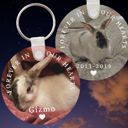 Pet Bunny Rabbit Memorial Two Photo | Name | Dates Key Ring