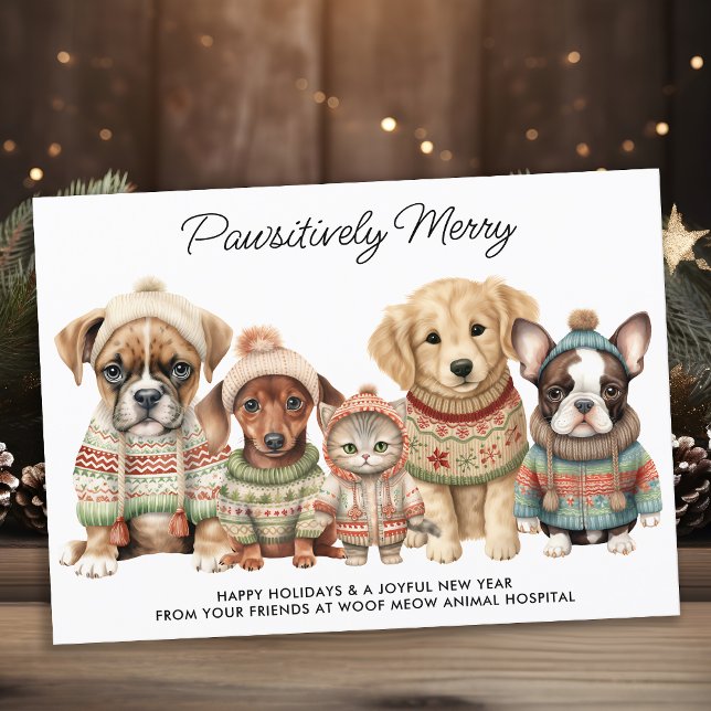 Pet Business Christmas Cute Dog Lover Cat Pets  Holiday Card (Creator Uploaded)