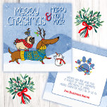 Pet Business Christmas Dachshund Pug Dogs Card<br><div class="desc">Cute winter scene Christmas design for pet businesses.</div>