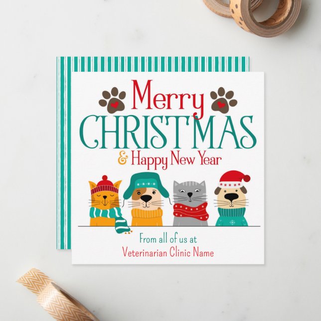 Pet Business Christmas Dog Cat Card (Front/Back In Situ)