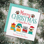 Pet Business Christmas Dog Cat Card<br><div class="desc">Cute cat and dog Christmas design for pet businesses.</div>
