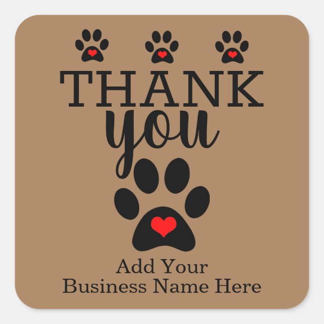 Pet Business | Dog Paw Custom Thank You Stickers (Front)