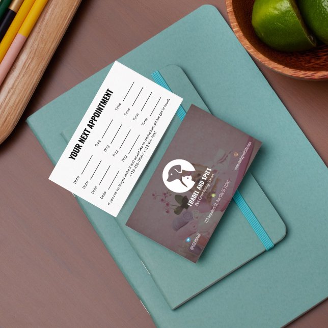 Pet Care Appointment Card with Logo & Cute Animal  (Pet Care Appointment Card with Logo & Cute Animal Art)