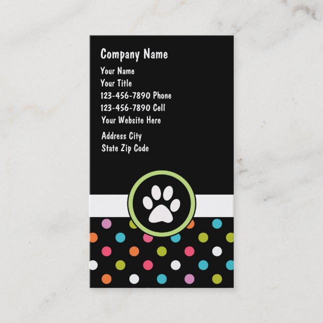 Pet Care Business Cards (Front)