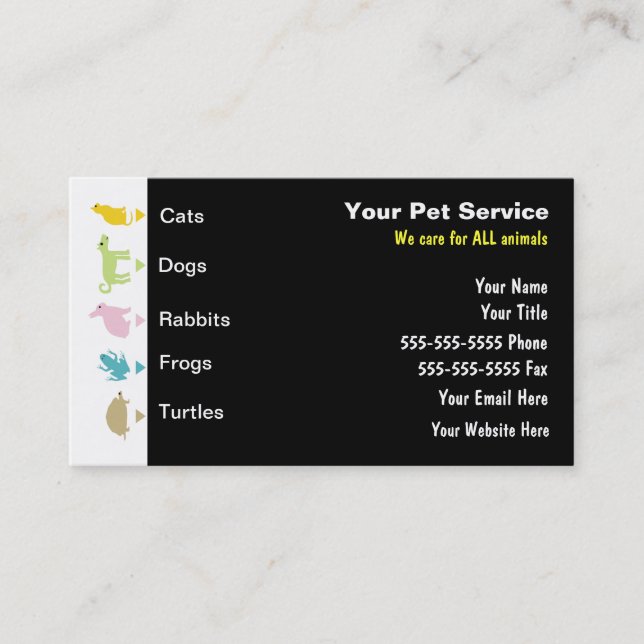 Pet Care Business Cards (Front)