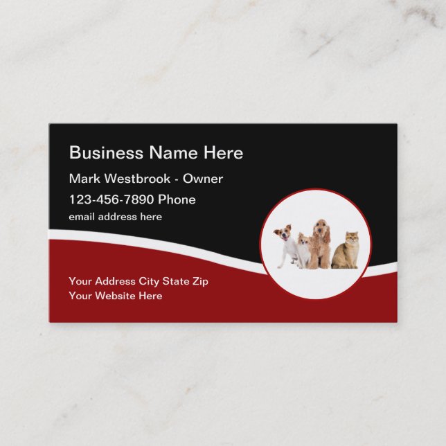 Pet Care Business Cards Modern Design (Front)