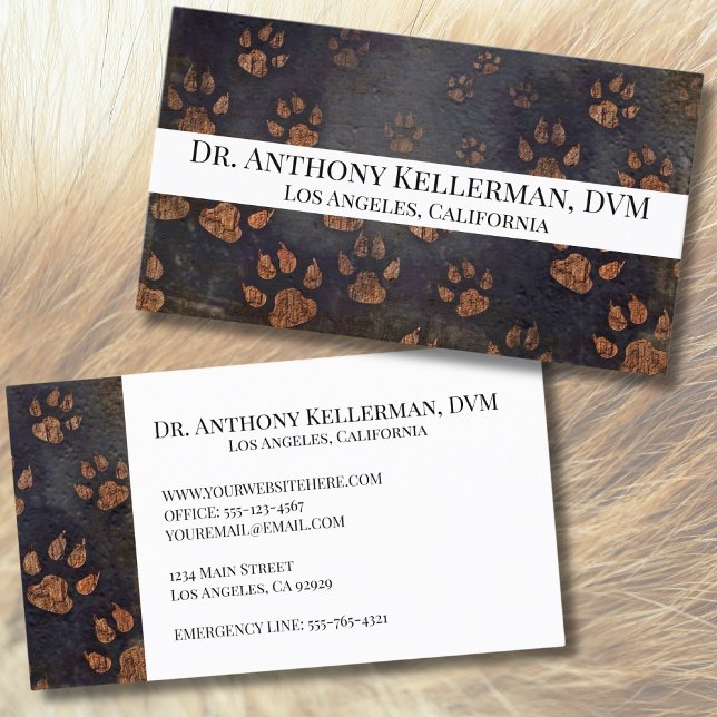 Pet Care Clinic Paw Print Veterinarian Business Card (Paw Print Veterinarian Business Card)
