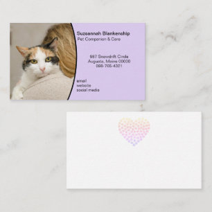 Pet Care Custom Photo Pastel Purple Business Card