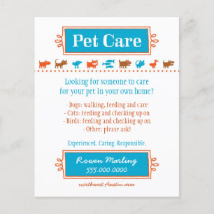 Pet Care Flyer Colourful Animal Silhouettes