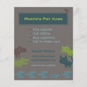 Pet Care Flyer Colourful Animal Silhouettes