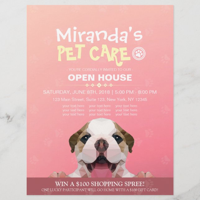 Pet Care Grooming Shop Pet Beauty Salon Open House Flyer (Front)