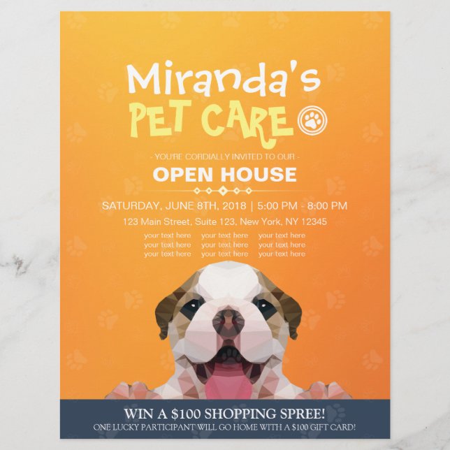 Pet Care Grooming Shop Pet Beauty Salon Open House Flyer (Front)