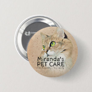 Pet Care Grooming Sitting Bathing Beauty Salon Cat 6 Cm Round Badge