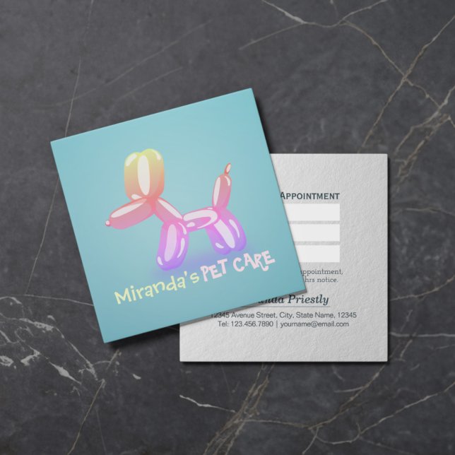 Pet Care Grooming Sitting Bathing Cute Dog Balloon Appointment Card (Creator Uploaded)