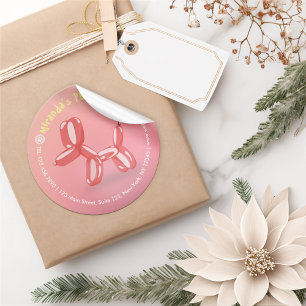 Pet Care Grooming Sitting Bathing Cute Dog Balloon Classic Round Sticker