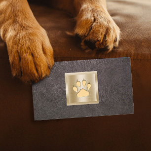 Pet Care Monogram Gold Paw Classy Leather Business Card