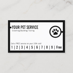 Pet Care Pet Grooming Cute Paw Loyalty Card