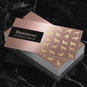 Pet Care Rose Gold Dogs Silhouettes Pet Sitting Business Card