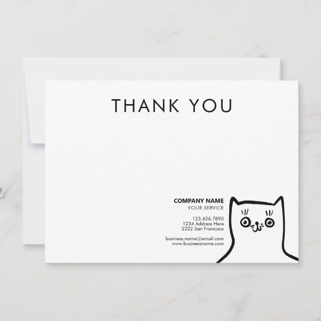 Pet Care Service Fun Cat Thank You Business Card (Front)