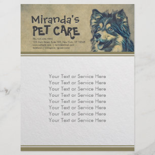 Pet Care Sitting Adorable Cartoon Dog Illustration Flyer