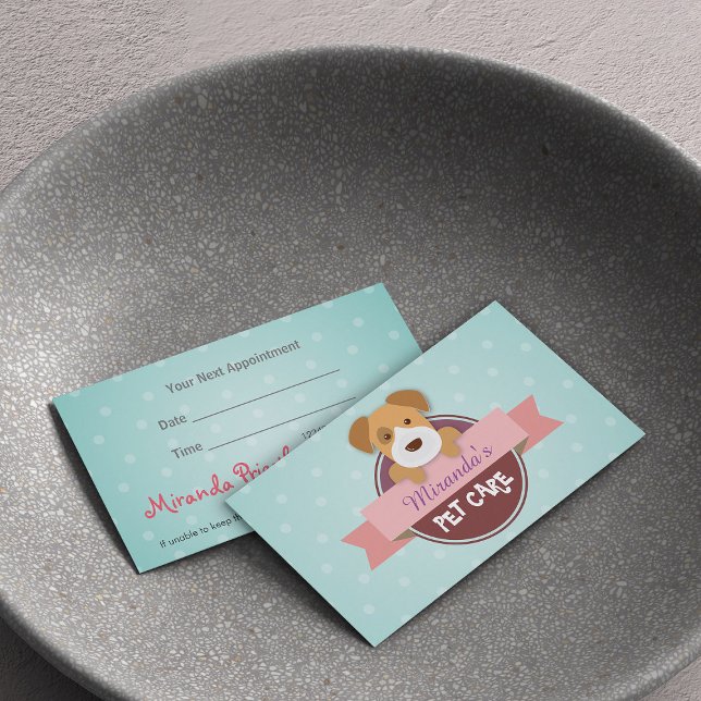 Pet Care Sitting Bathing and Grooming Beauty Salon Appointment Card (Creator Uploaded)