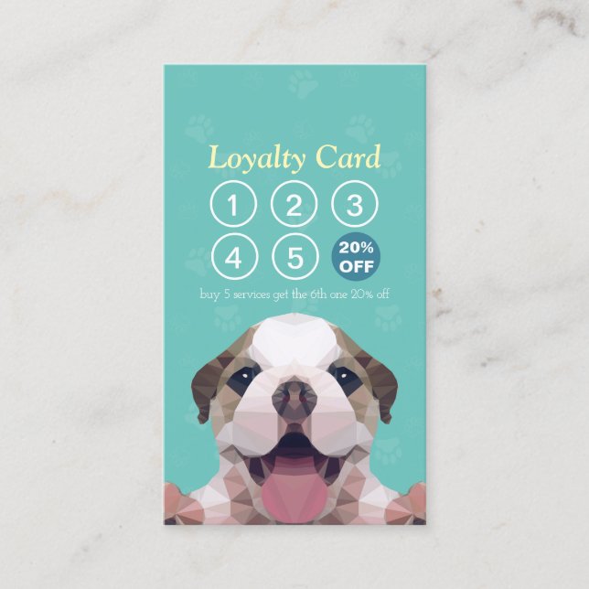Pet Care Sitting Bathing & Grooming Loyalty Punch Card (Front)