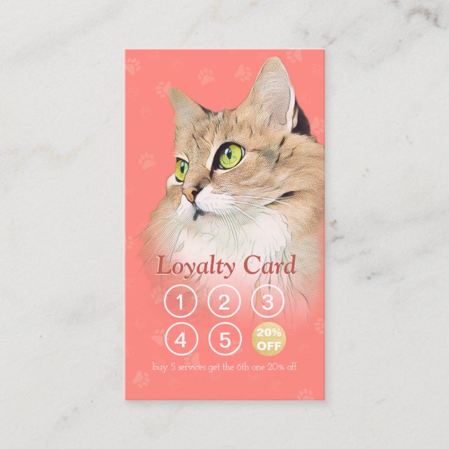 Pet Care Sitting Bathing & Grooming Loyalty Punch Card (Front)