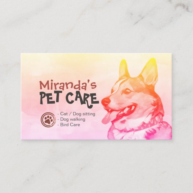 Pet Care Sitting Bathing & Grooming Loyalty Punch Card (Front)