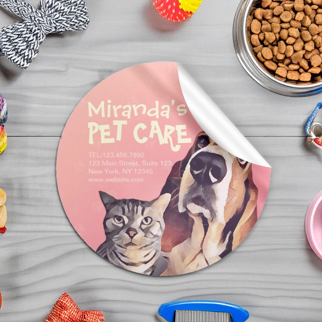 Pet Care Sitting Bathing Grooming Salon Food Shop Classic Round Sticker (Creator Uploaded)