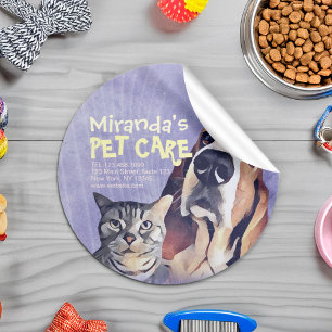 Pet Care Sitting Bathing Grooming Salon Food Shop  Classic Round Sticker