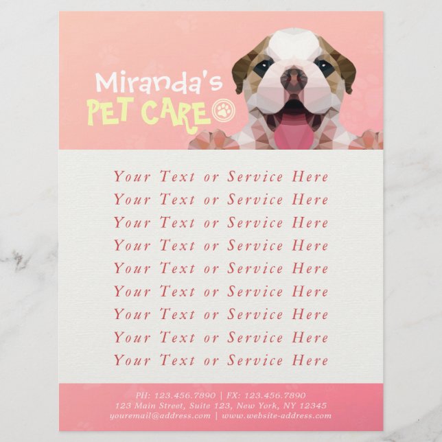 Pet Care Sitting Bathing Grooming Salon Food Shop Flyer (Front)