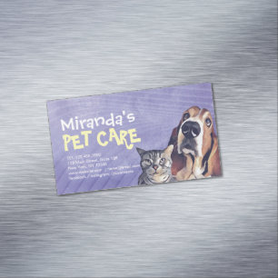 Pet Care Sitting Bathing Grooming Salon Food Shop  Magnetic Business Card