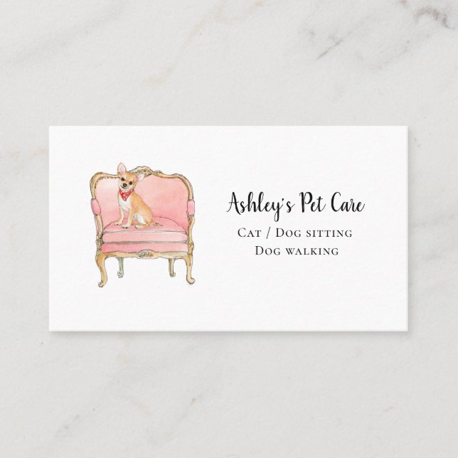 Pet Care, sitting, grooming appointment Business Card (Front)