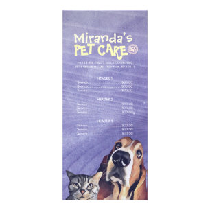 Pet Care Sitting Grooming Beauty Salon Price List  Rack Card
