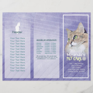 Pet Care Sitting Grooming Salon Tri-Fold Brochures