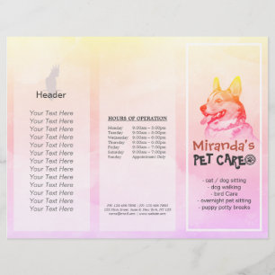 Pet Care Sitting Grooming Salon Tri-Fold Brochures
