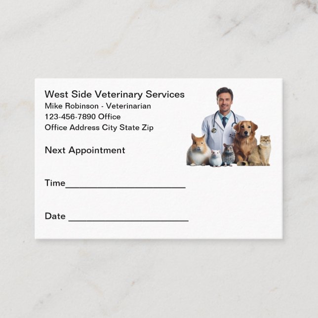 Pet Care Veterinarian Appointment Business Cards  (Front)