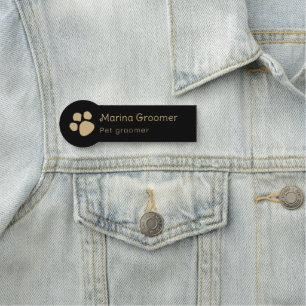 Pet Care Veterinarian Black Simple Name Tag