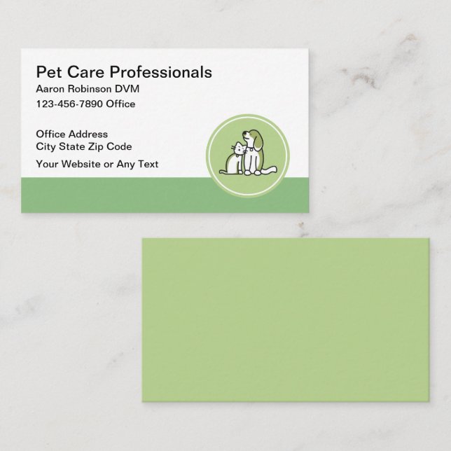 Pet Care Veterinarian Business Cards (Front/Back)