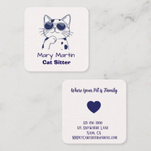 Pet Caregiver Pink Blue Customisable Soft Colours Square Business Card
