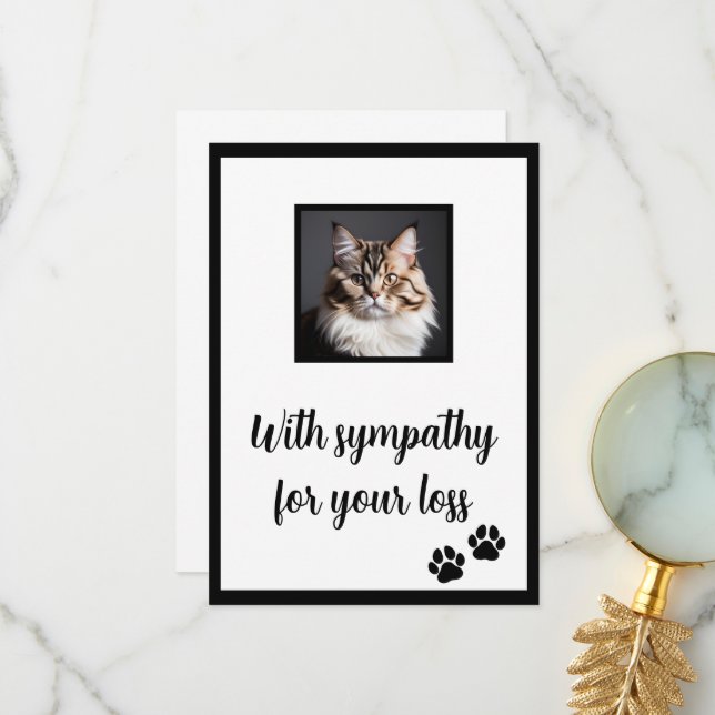Pet cat customisable, downloadable, sympathy card (Front/Back In Situ)