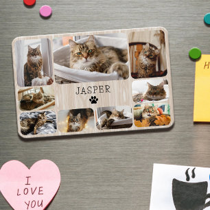 Pet Cat Cute Wood Collage Magnet