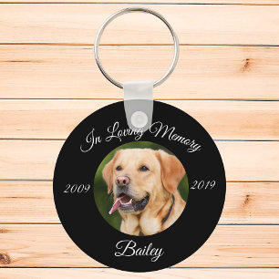 Pet Cat Dog Custom Black Photo Memorial Key Ring