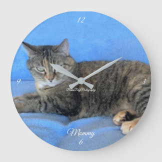 pet cat feline warm love baby large clock