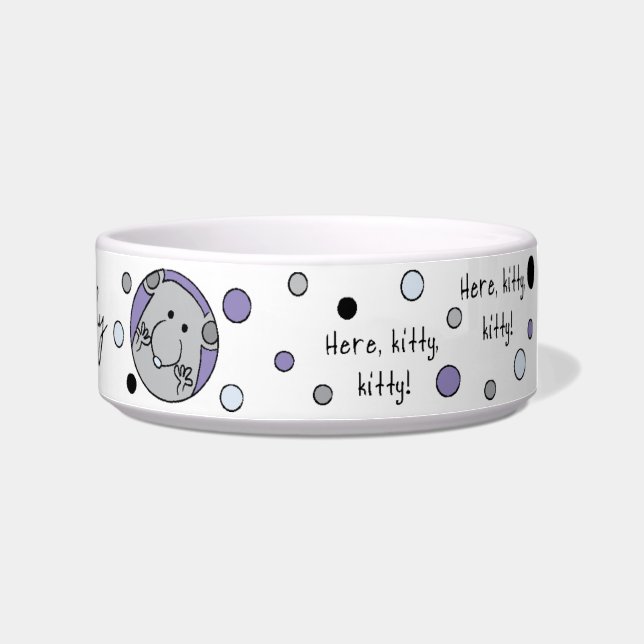 Pet CAT Medium Blue Pet Bowl "Here,Kitty,Kitty!" (Right)