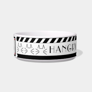 Pet/Cat Medium Bowl Black/White "Feed Me/Hangry"