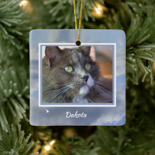 Pet Cat Memorial Custom Photo Spiritual Poem Ceramic Ornament
