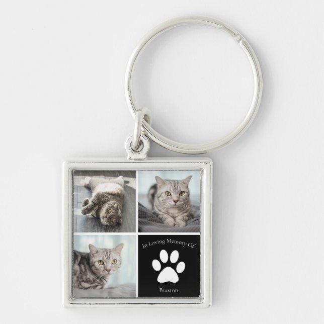Pet Cat Memorial In Loving Memory Photo Key Ring (Front)