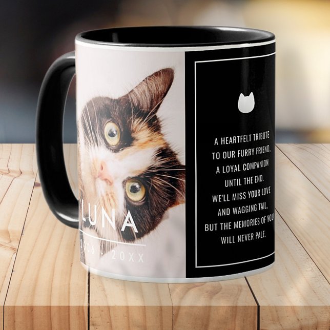 Pet Cat Memorial Modern Remembrance Poem Photo Mug (Creator Uploaded)