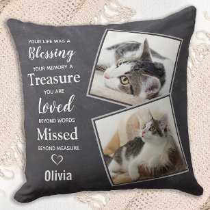 Pet Cat Memorial- Pet Sympathy Quote Cat Pet Photo Cushion